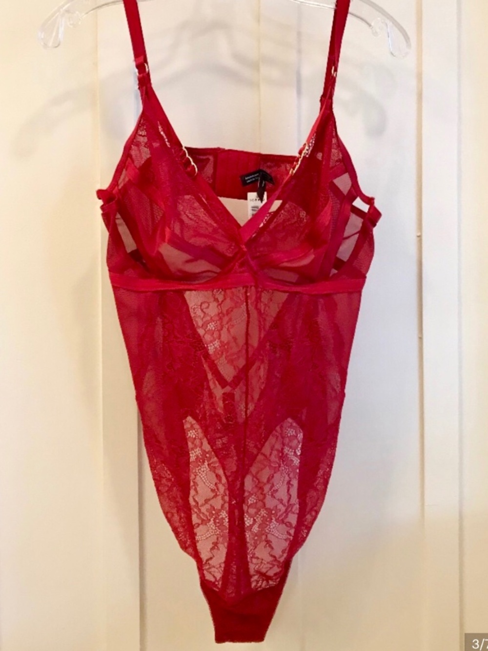 NWT TORRID RED ROMANTIC SEXY STRAPS AND LACE THONG BODYSUIT SIZE 0